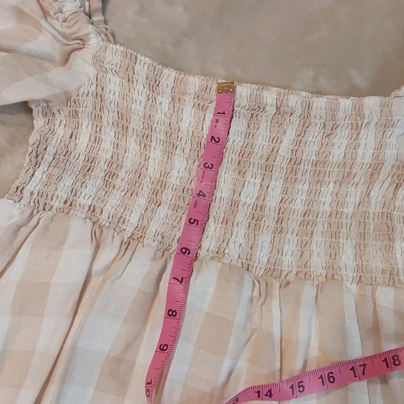 House of Harlow 1960 gingham smocked babydoll mini dress Size L - Picture 6 of 13